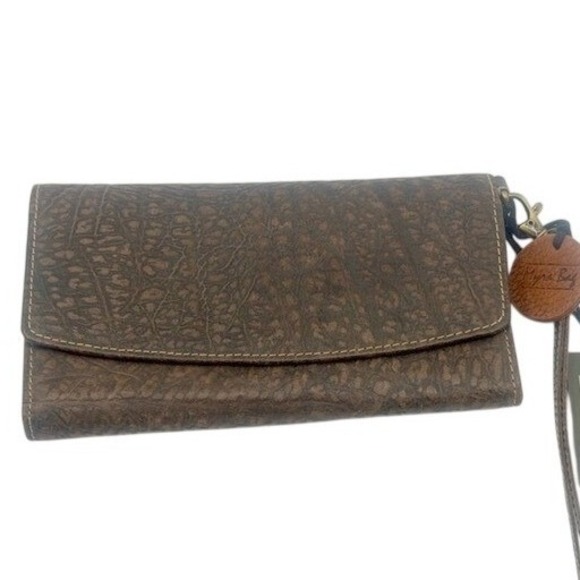 Myra Bag Handbags - Myra Bag Brown‎ Cape Buffalo Print Leather Tri Fold Wallet RFID Blocked NWT